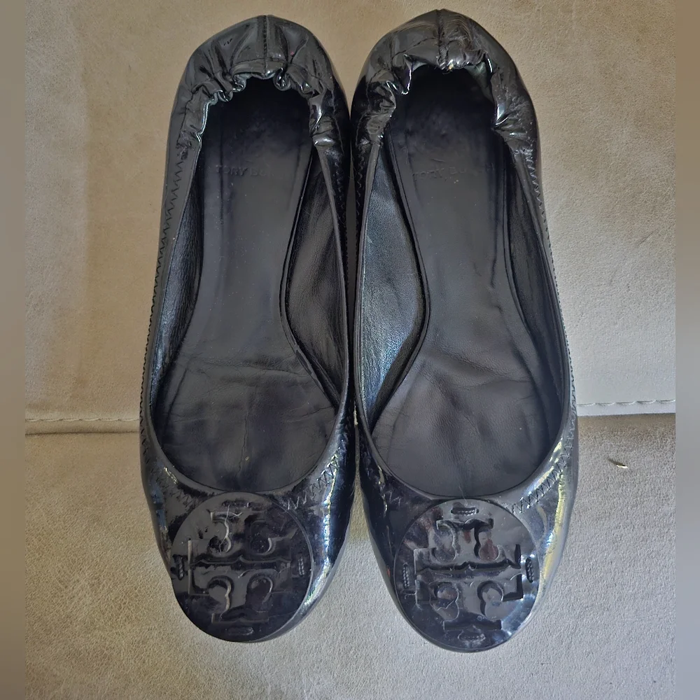 Tory Burch Reva Black Patent Leather Ballet‎ Flats Women’s Size 6M